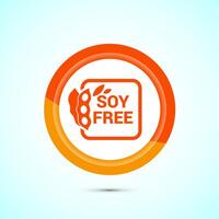Soy or soya free icon design. Soy allergen free product food sign, Orange Color Button Design vector