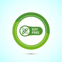 Soy or soya free icon design. Soy allergen free product food sign, Green Color Button Design vector