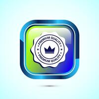 premium quality badge icon design illustration. Glossy Square Button Design vector