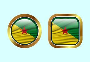Glossy flag button of French Guiana, High quality web button design vector