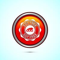 Soy or soya free icon design illustration. Soy allergen free product food sign, Orange Color Round Button Design vector
