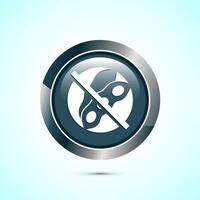 Soy or soya free icon design illustration. Soy allergen free product food sign, Gray Color Round Button Design vector