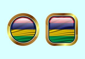 Glossy flag button of Mauritius, High quality web button design vector