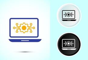 Information technology icon design illustration. Technology Icon with Gear and Circuit Design vector