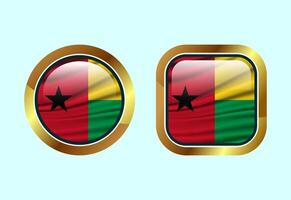 Glossy flag button of Guinea Bissau, High quality web button design vector