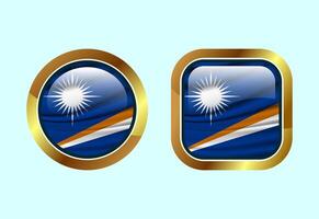 Glossy flag button of Marshall Islands, High quality web button design vector