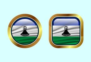Glossy flag button of Lesotho, High quality web button design vector