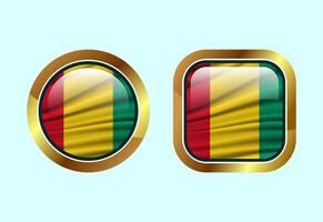 Glossy flag button of Guinea, High quality web button design vector