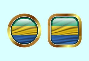 Glossy flag button of Gabon, High quality web button design vector