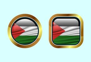Glossy flag button of Palestine, High quality web button design vector
