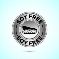 Soy or soya free icon design. Soy allergen free product food sign, Silver Color Button Design vector