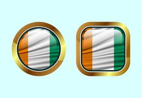 Glossy flag button of Ivory Coast, High quality web button design vector
