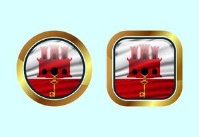 Glossy flag button of Gibraltar, High quality web button design vector
