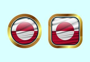 Glossy flag button of Greenland, High quality web button design vector