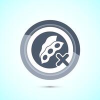 Soy or soya free icon design illustration. Soy allergen free product food sign, Gray Color Button Design vector