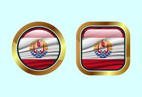 Glossy flag button of French Polynesia, High quality web button design vector
