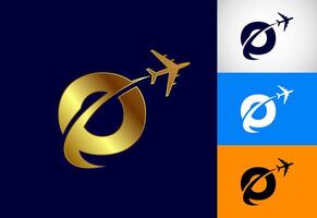 Alphabet O with airplane. Travel icon. Aviation logo sign, Flying symbol. Flight icon in multiple color variation vector