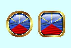 Glossy flag button of Reunion, High quality web button design vector