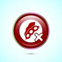 Soy or soya free icon design illustration. Soy allergen free product food sign, Red Color Round Button Design vector