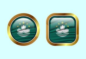Glossy flag button of Macau, High quality web button design vector