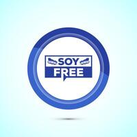 Soy or soya free icon design. Soy allergen free product food sign, Blue Color Button Design vector