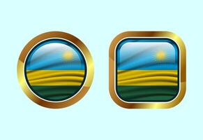 Glossy flag button of Rwanda, High quality web button design vector