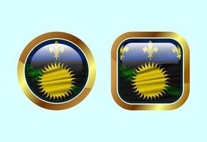Glossy flag button of Guadeloupe, High quality web button design vector