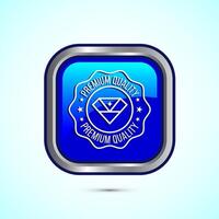 premium quality badge icon design illustration. Blue Color Square Button Design vector