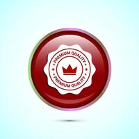 premium quality badge icon design illustration. Red Color Round Button Design vector