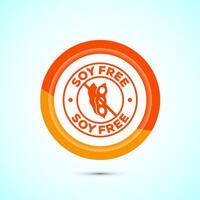 Soy or soya free icon design illustration. Soy allergen free product food sign, Orange Color Button Design vector