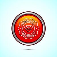 premium quality badge icon design illustration. Orange Color Round Button Design vector