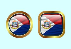 Glossy flag button of Sint Marteen, High quality web button design vector