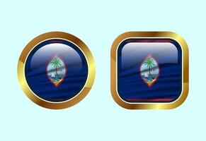 Glossy flag button of Guam, High quality web button design vector
