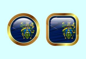 Glossy flag button of Pitcairn Islands, High quality web button design vector