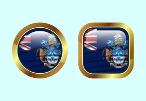 Glossy flag button of Tristan da Cunha, High quality web button design vector