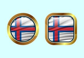 Glossy flag button of Faroe Islands, High quality web button design vector