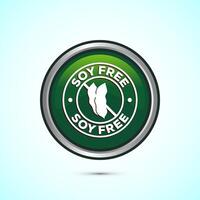 Soy or soya free icon design illustration. Soy allergen free product food sign, Green Color Round Button Design vector