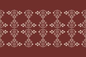 Ethnic pattern motif brown color background with fabric pattern pixel ethnic pattern design. vector