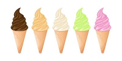 Set of five types of ice cream vector