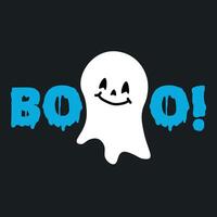 Little cute ghost scary ghostly monsters. Cartoon spooky character flat style isolated on Black background vector