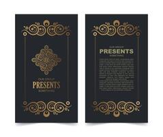 Blue and white business card and vintage ornament logo template. Retro elegant flourishes ornamental frame design and pattern background. vector