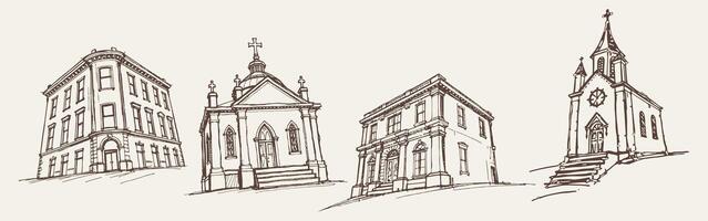 set of buildings. Building sketches isolated in light background. vector