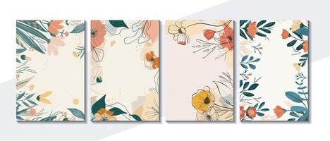 Hand drawn soft colors floral background. Background set vector