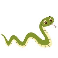Flat illustration in a simple children's style. Cute kind snake on white background vector