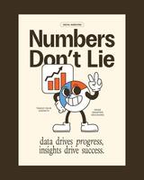 Retro-style poster featuring a chart mascot with bold typography, perfect for data-driven marketing or corporate branding materials. vector