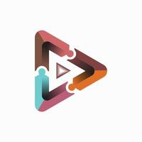 Logo Play Button with a unique and dynamic puzzle concept vector