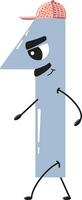Cartoon style number 1 with an expressive face, wearing a cap. vector