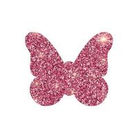 Sparkle bright butterfly shape in pink glitter texture, Design element isolated on white background vector