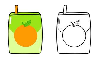 Orange juice and juice in glass with straw illustration vector