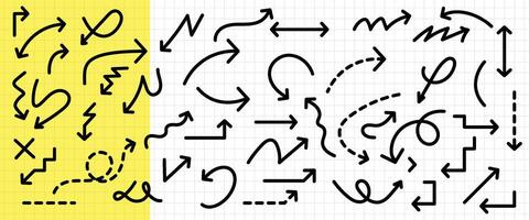 Hand-Drawn Black Arrow Collection - Simple Line Art in Various Styles vector